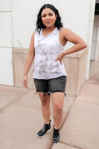 Subtle Tie Dye Tank In Gray