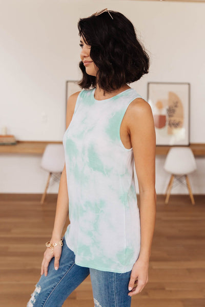 Subtle Tie Dye Tank In Mint