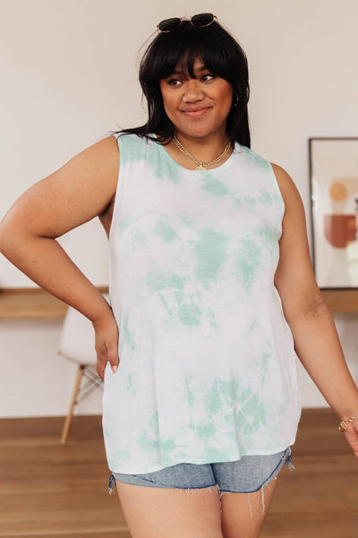 Subtle Tie Dye Tank In Mint