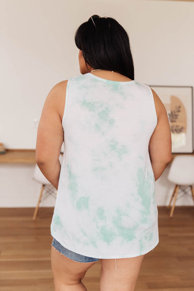 Subtle Tie Dye Tank In Mint