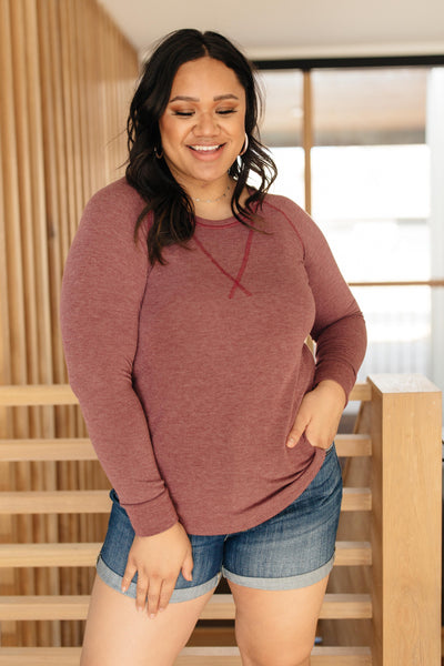 Super Simple Long Sleeve Tee in Burgundy