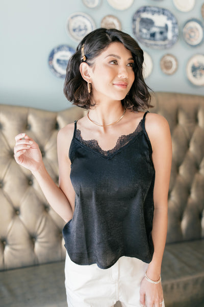 Sure Of Yourself Sheen Camisole in Black