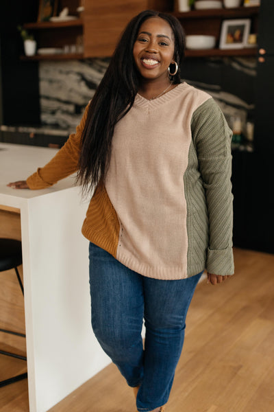 DOORBUSTER A Sweater With Colors in Taupe