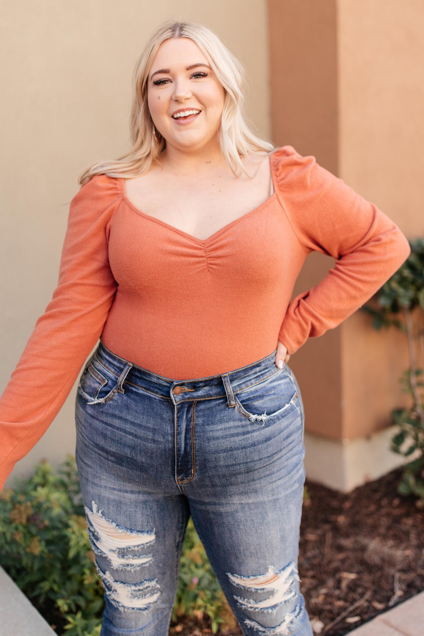 Sweetheart Bodysuit In Pumpkin Spice