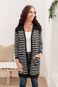 Swift Stripes Pocket Cardigan in Black & White