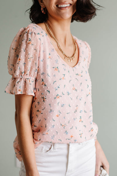 Swiss Dot Top In Blush