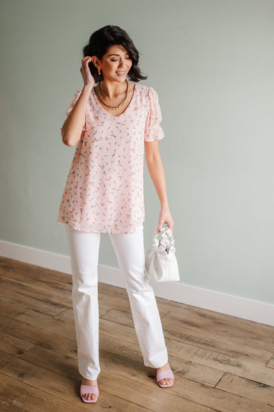 Swiss Dot Top In Blush