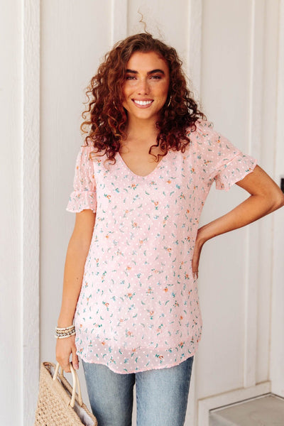 Swiss Dot Top In Blush