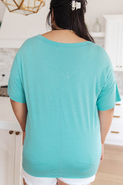 Top Stitch V-Neck In Aqua