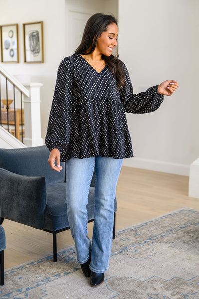 Tell Me I'm Yours Dot Print Tiered Blouse