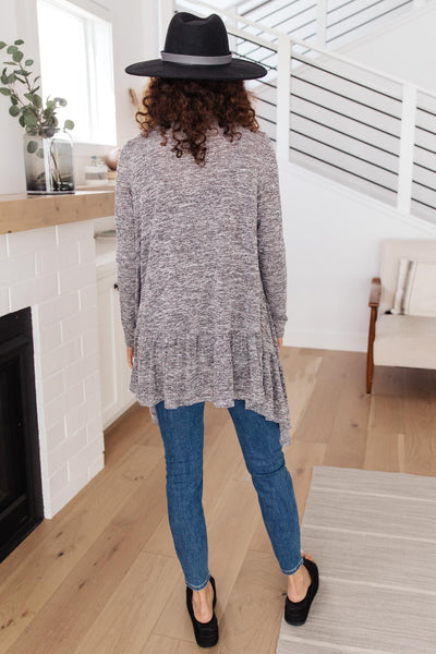 The Avalynn Heathered Cardigan in Smoky Coal