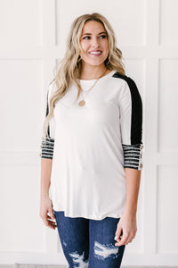 The Edge Of Stripes Top in White