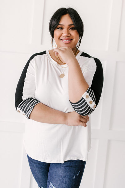 The Edge Of Stripes Top in White