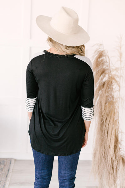 The Edge Of Stripes Top in Black