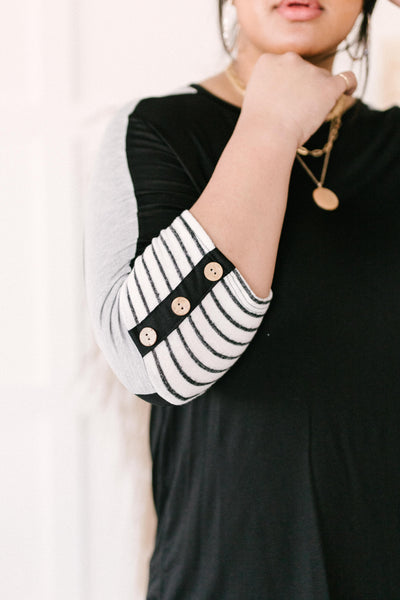 The Edge Of Stripes Top in Black