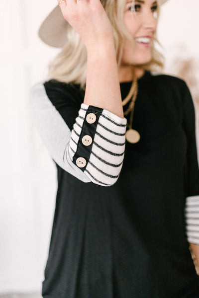 The Edge Of Stripes Top in Black