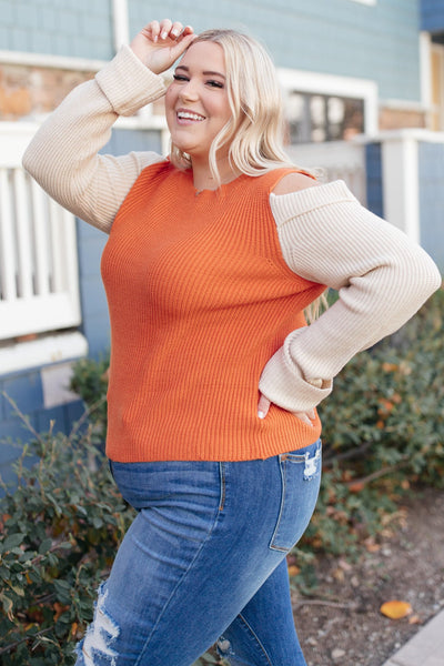 The Ellie Drop Shoulder Top in Pumpkin