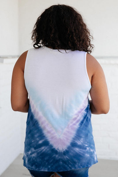 Tie Dye Chevron Tank In Blue