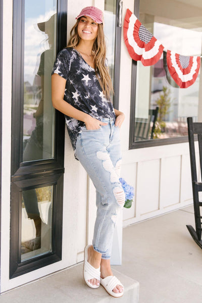 Tie Dye Glory V-neck In Black