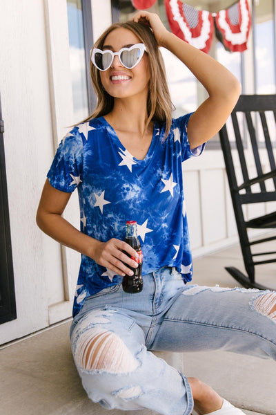 Tie Dye Glory V-neck In Blue