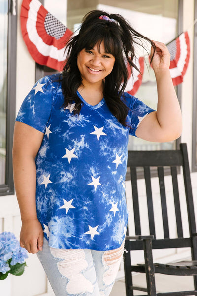 Tie Dye Glory V-neck In Blue