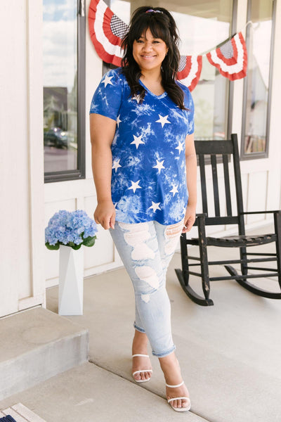 Tie Dye Glory V-neck In Blue