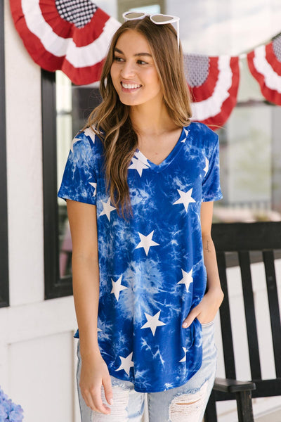 Tie Dye Glory V-neck In Blue