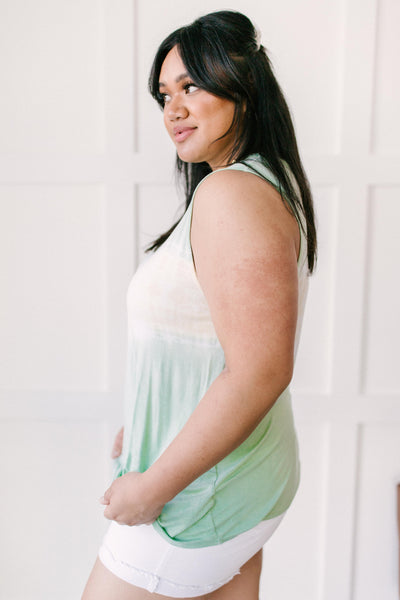 Diagonally Tie Dye Tank In Mint