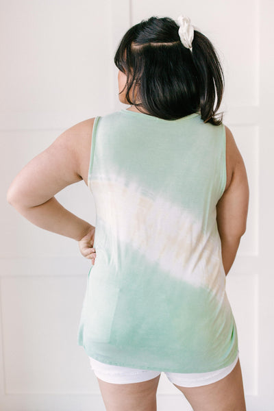 Diagonally Tie Dye Tank In Mint