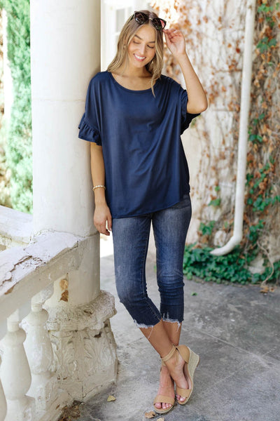 Twisted Luck Top in Navy