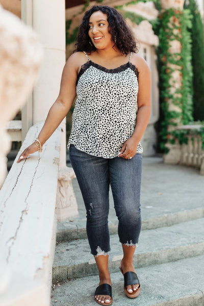 Spots N Lace Camisole In White