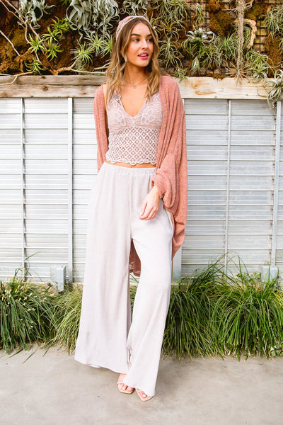 Unwind Wide Leg Lounge Pants In Mocha