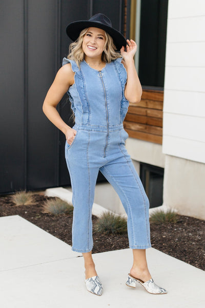 PREORDER: Denim Ruffles Jumpsuit