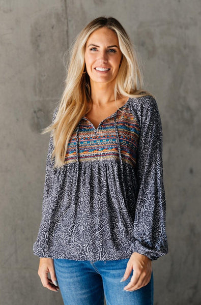 Open Sky Boho Tunic in Charcoal