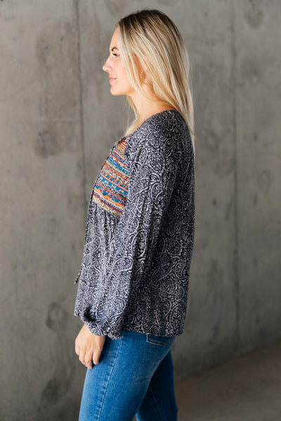 Open Sky Boho Tunic in Charcoal