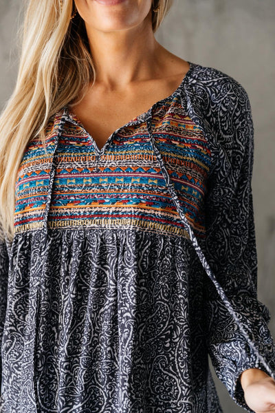 Open Sky Boho Tunic in Charcoal