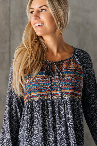 Open Sky Boho Tunic in Charcoal