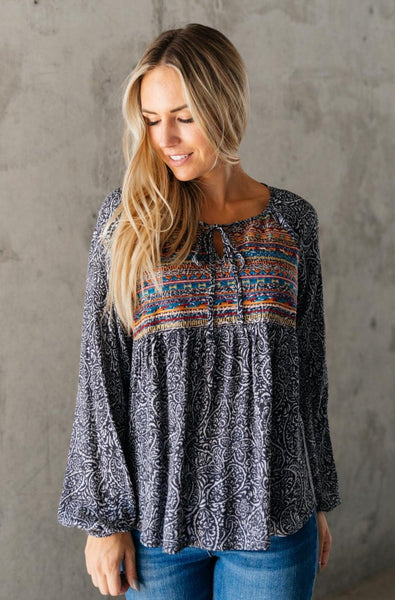 Open Sky Boho Tunic in Charcoal