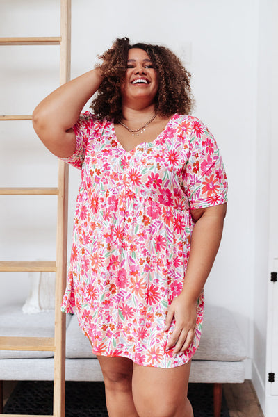 Vintage Daisies Dress In Pink