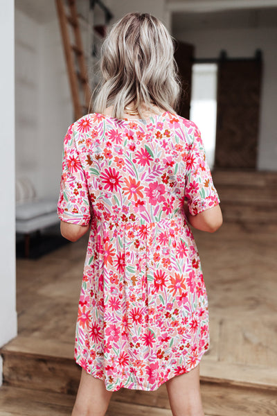 Vintage Daisies Dress In Pink