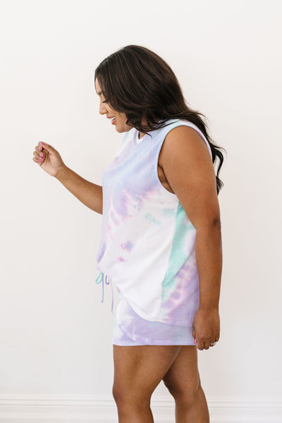 Watercolor Tie Dye Shorts In Lilac