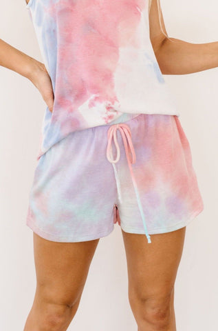 Watercolor Tie Dye Shorts In Pink