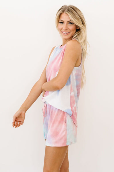 Watercolor Tie Dye Shorts In Pink