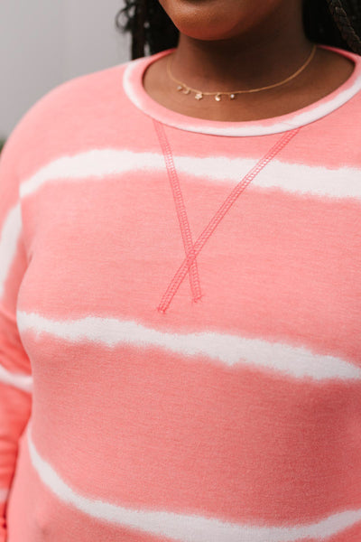 Wave of Stripes Top in Coral