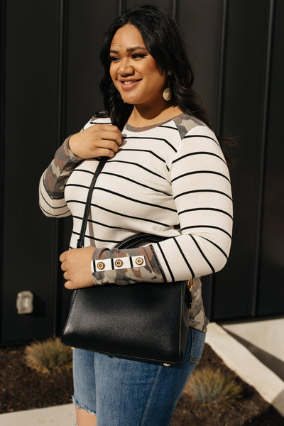 When Camo Meets Stripes Long Sleeve Top