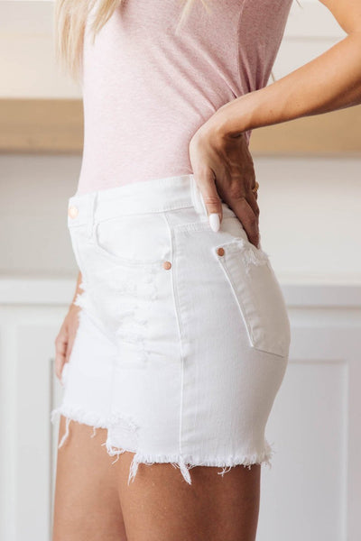 White Out Distressed Shorts