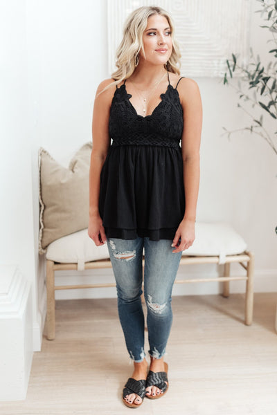 Wild And Free Peplum Top in Black