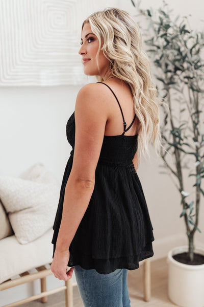 Wild And Free Peplum Top in Black