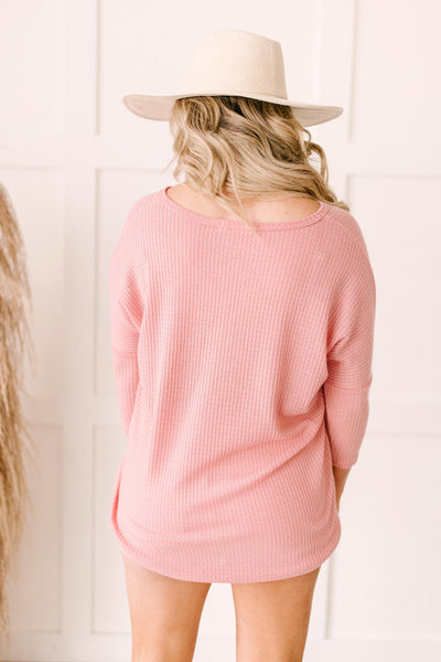 Willow Waffle Knit Top in Blush