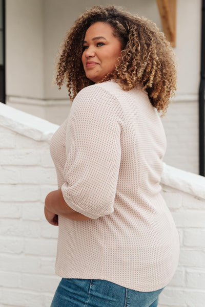 Wonderfully Waffled Top in Taupe